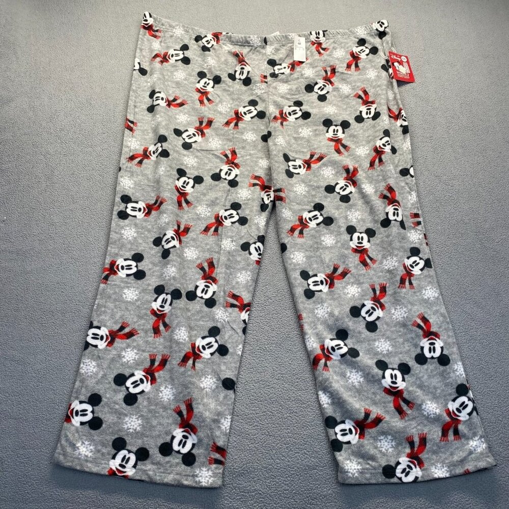 Disney Women's‎ Size 4X Gray Fleece Mickey Mouse Printed Cozy Pajama Pants NWT
